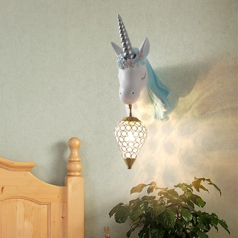 Colorful Kid's Unicorn Wall Light