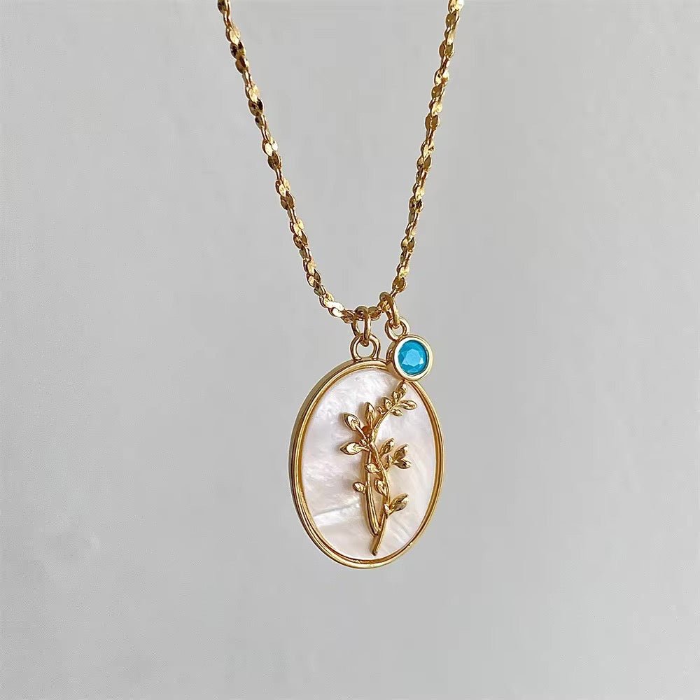 Delicate Birthstone Flower Pendant Necklace 14k Gold