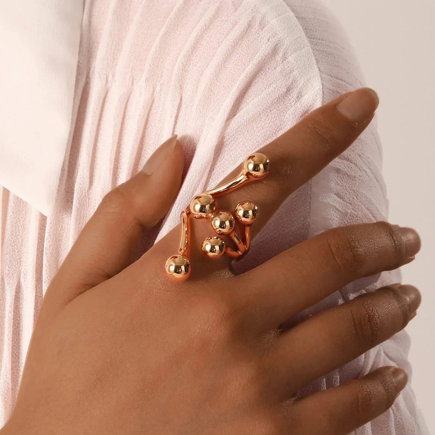 Luxurious 18k Gold Stacked Ball Ring - Halri