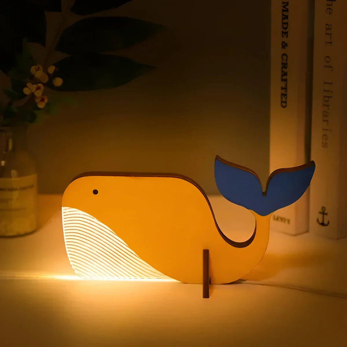 Wooden Animal Desk Lamp Figurine
