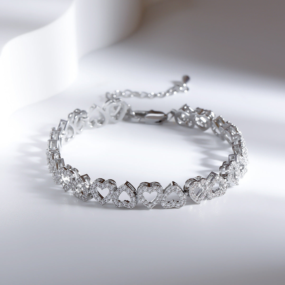 Romantic Heart Shaped Diamond Bracelet