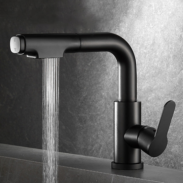 Stylish Brass Bathroom Faucet with Pull Down Lever Handle