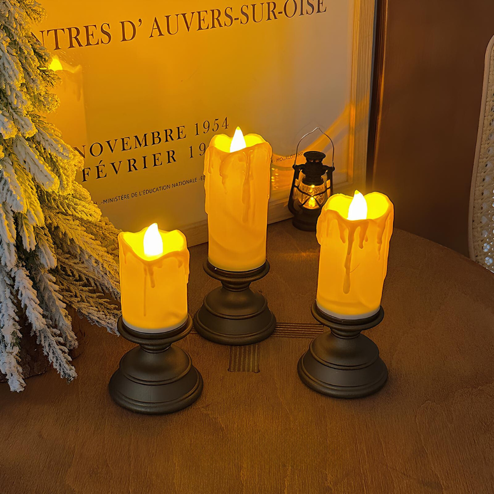 Warm LED Flickering Candle Set