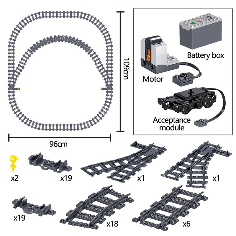 Building Block Train Track with Modular Magnetic Car Connections, Educational STEM Toy for Creativity and Motor Skills, Safe for Ages 5+