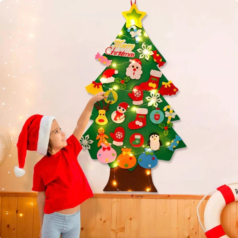 Classic Felt Christmas Tree with String Lights - Halri