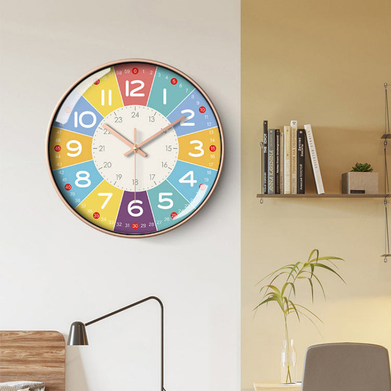 Colorful Educational Wall Clock for Kids โ Silent Mechanism, 12-Inch Diameter, Engaging Design for Cognitive Development 1