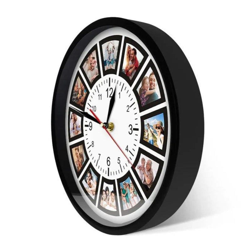 Customizable Photo Wall Clock with 12 Slots, Silent Movement โ Frameless Design for Home Decor 2