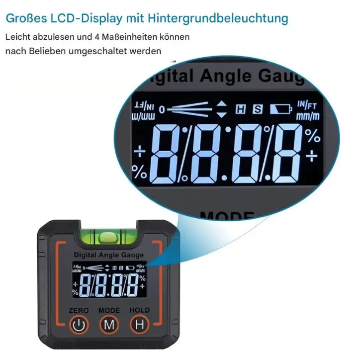 Accurate Digital Protractor 0-360° with Strong Magnetic Base - Halri