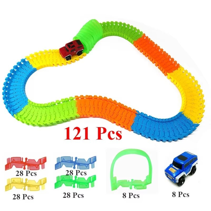 Flexible Track Car with Endless Combinations, Auto-Running Car, Boosts Kidsโ Creativity, Safe for Ages 3+