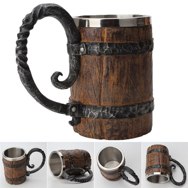 Vintage Style Wooden Stainless Steel Coffee Mug