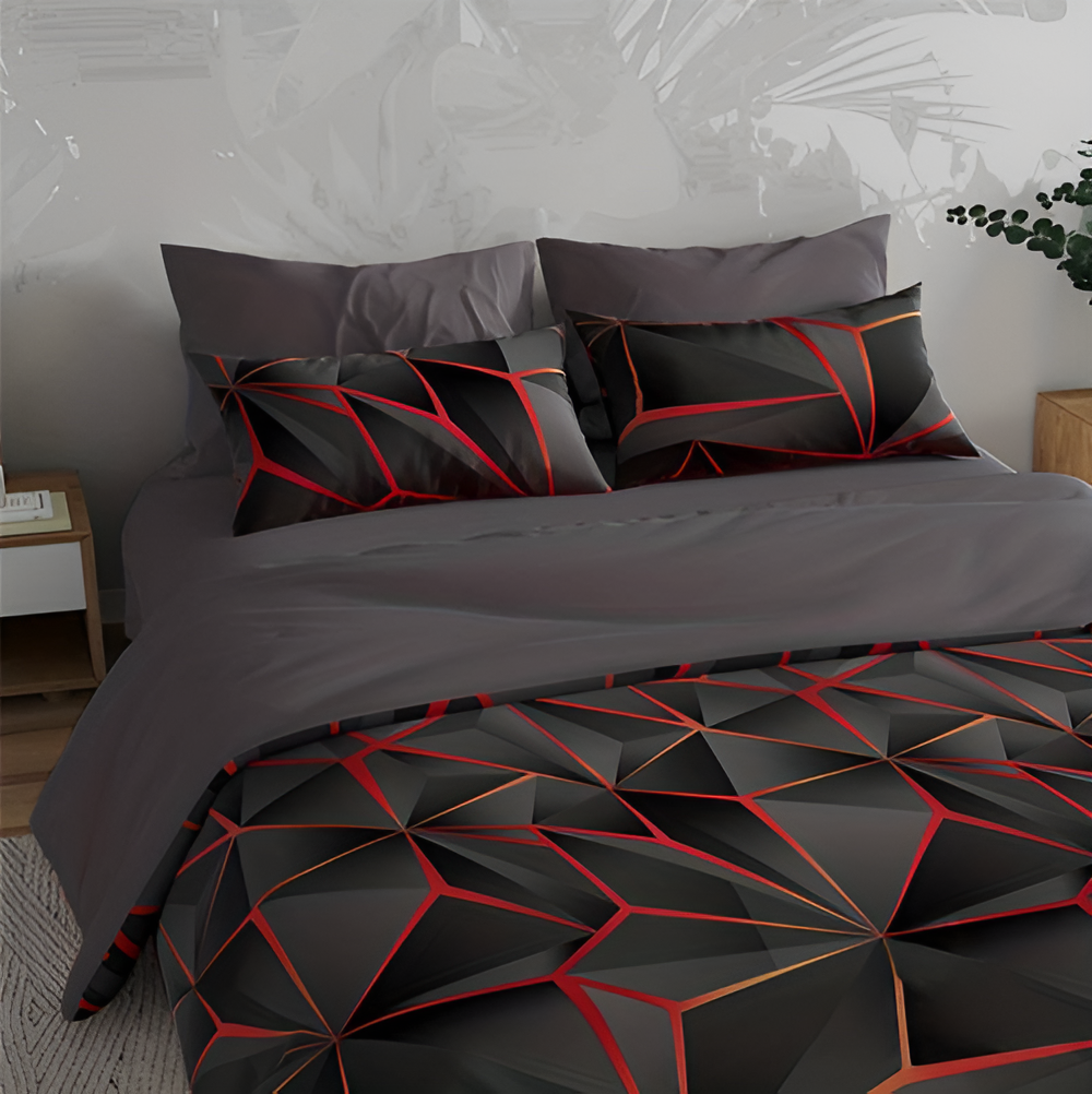 Soft Plush 3D Printed Check Bedding Set