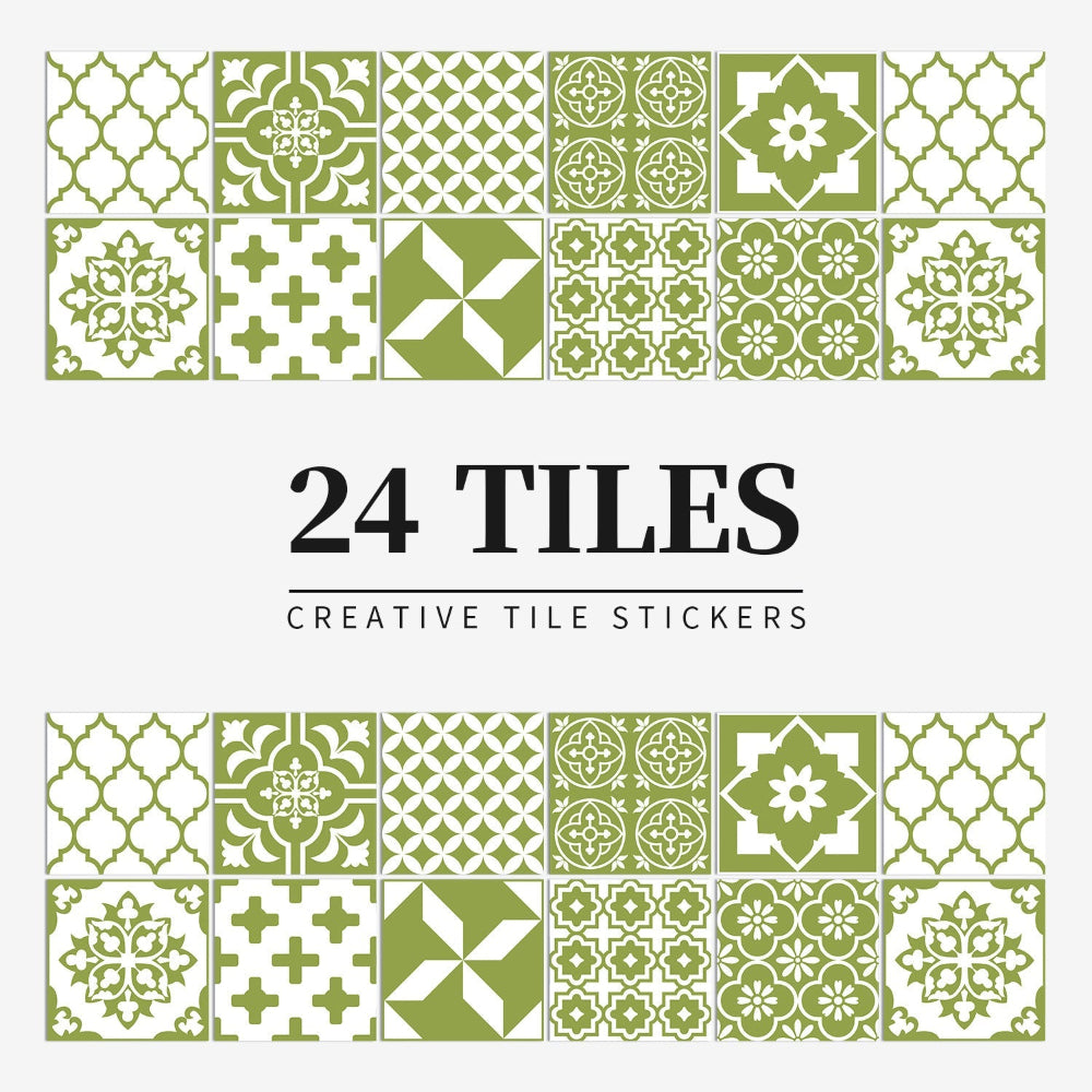 Stunning 24-Piece Vinyl Wall Tile Decals
