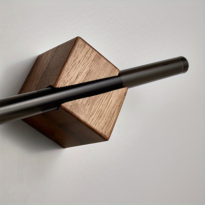 Modern Wall-Mounted Black Towel Rail with Wooden Base โ Hand Towel Holder for Bathroom Racks, 40 cm or 50 cm Options 5