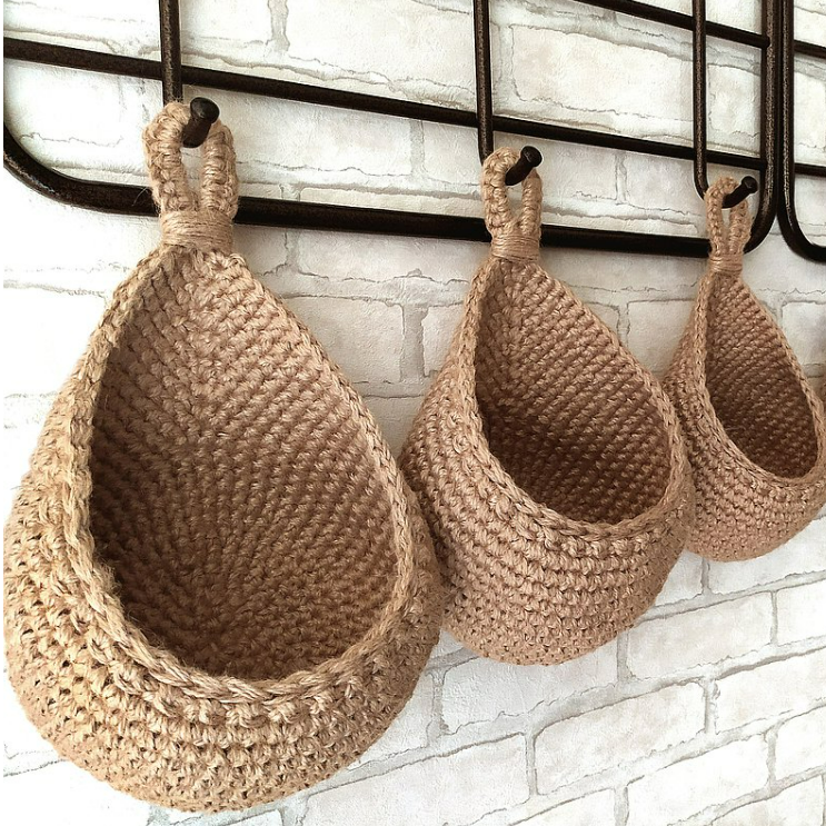 Boho Woven Hanging Storage Baskets