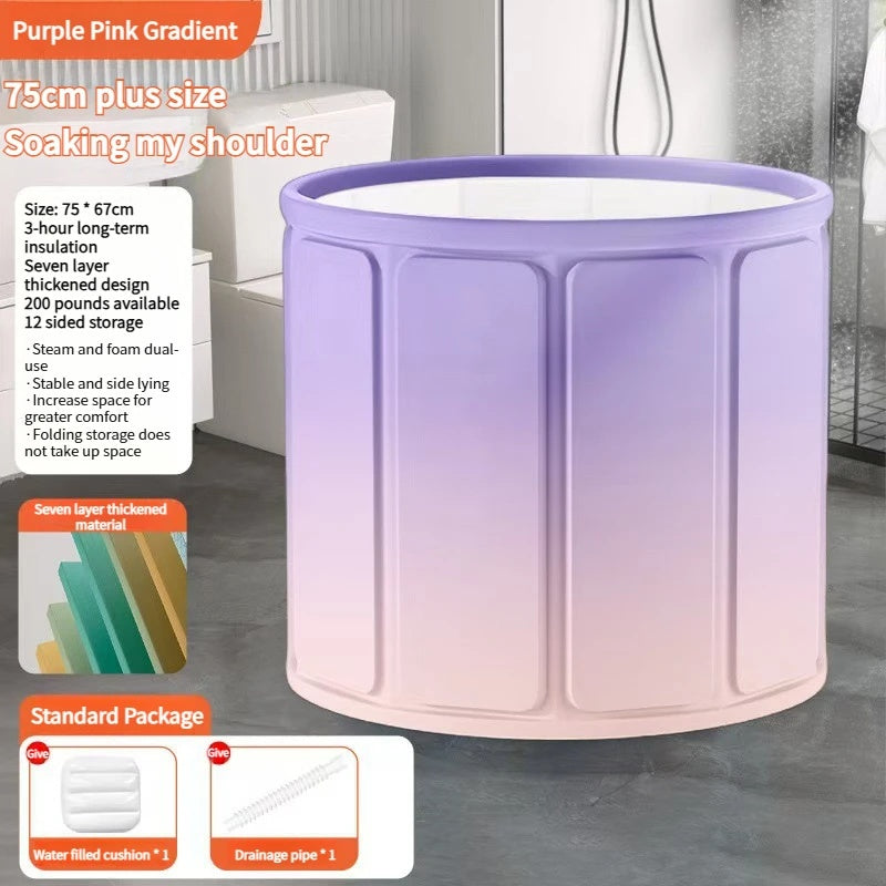 Oversized Portable Foldable Bathtub With Deep Soak, Quick Fold, Long Heat Retention, Fast Drain for Relaxation in Small Bathrooms