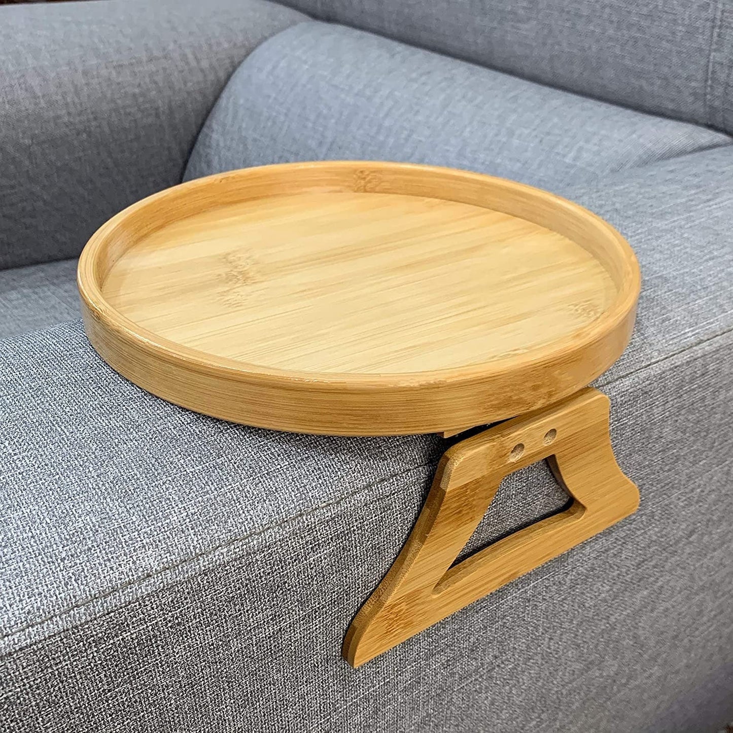 Bamboo Sofa Arm Table Round Tray Attachment - Halri