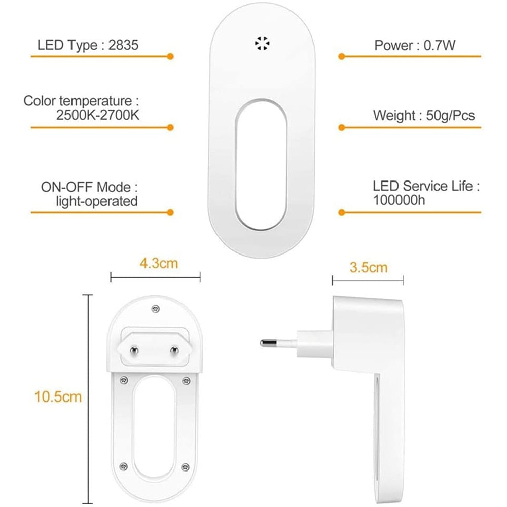 Automatic LED Plug Night Light Energy Saver Socket - Halri