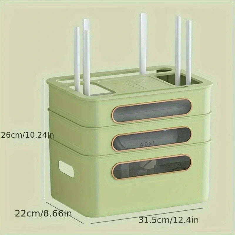 Wireless Router Storage Box with Cable Organizer