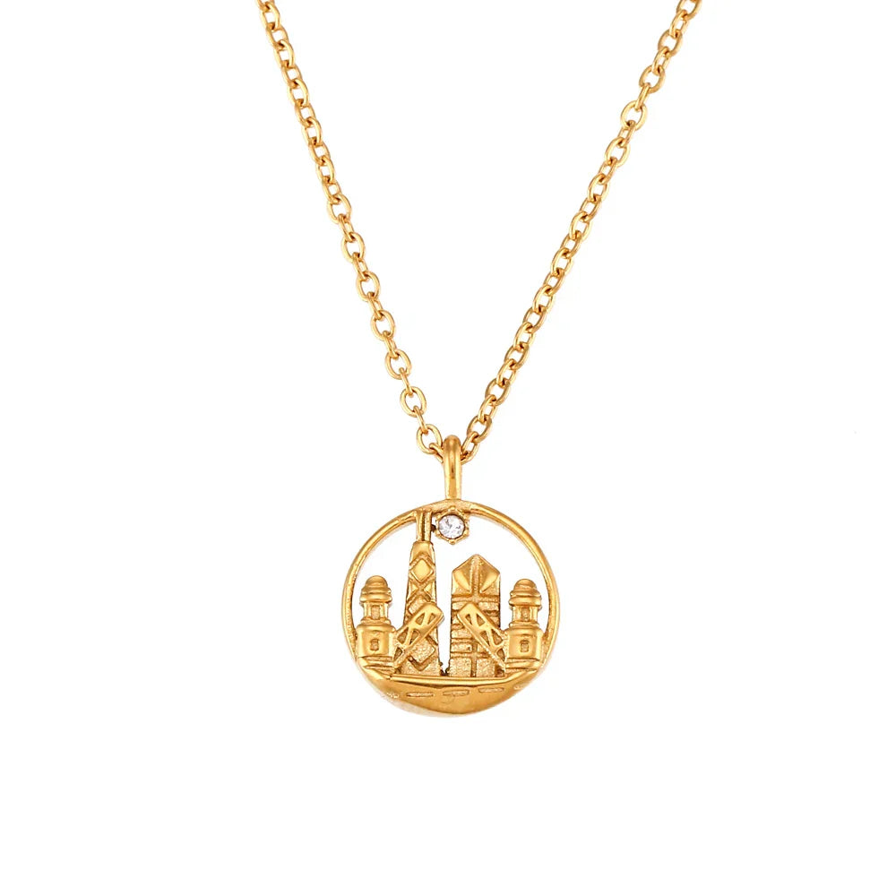 Gold Explorer Travel Pendant Necklace