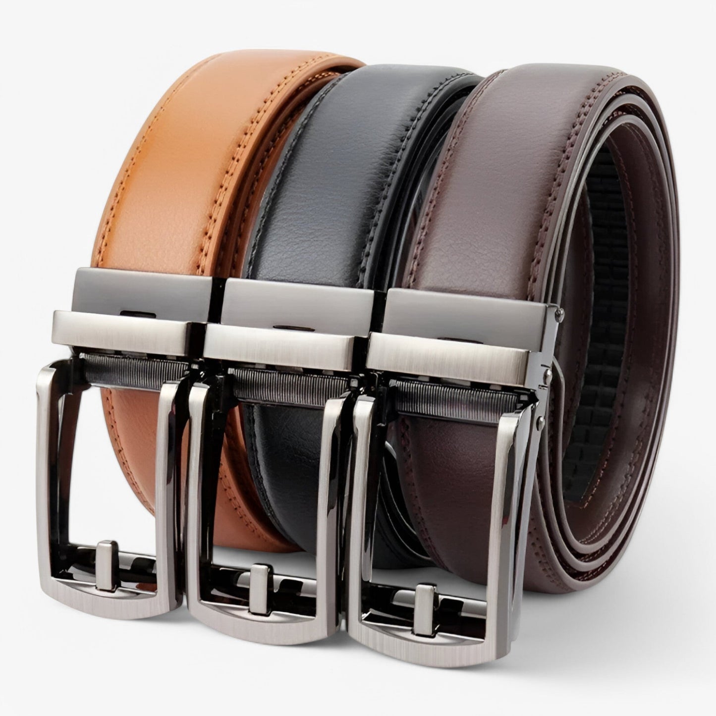 Double Layer Cowhide Leather Belt for Men โ Black Leather Designer Belt with Elegant Alloy Buckle for Formal and Casual Wear-6