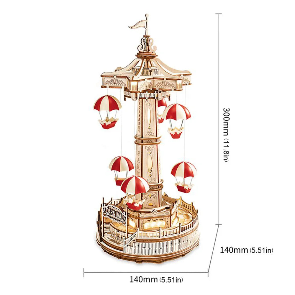 Colorful 3D Wooden Music Box Puzzle with LED Light - Halri
