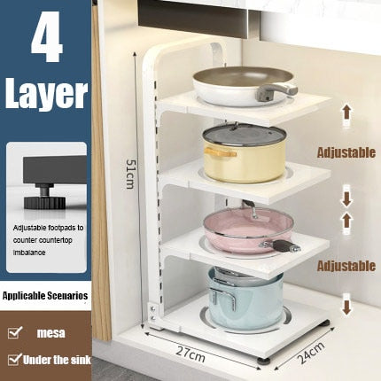 Space Saving Foldable Tiered Corner Shelf Rack