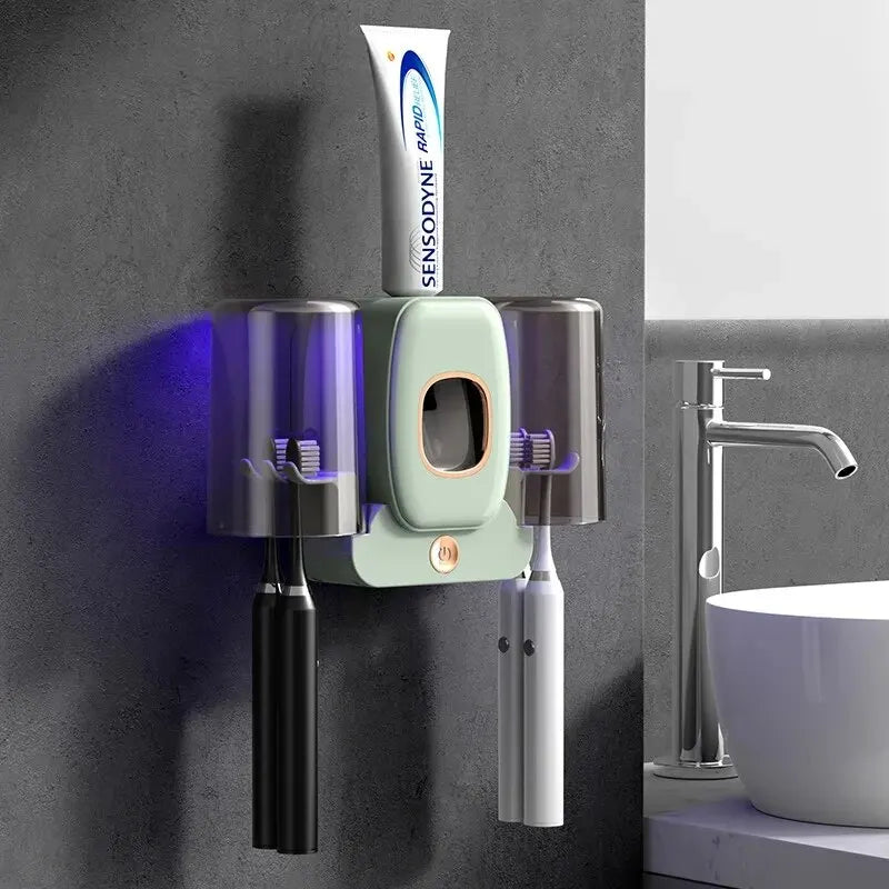 UV Sanitizing Toothbrush Holder with Auto Dispenser