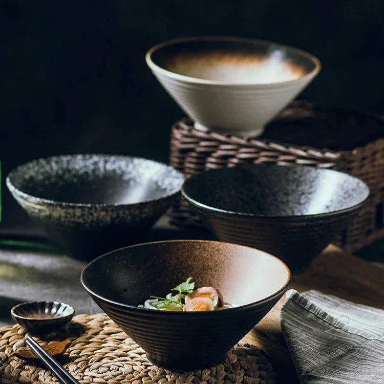Authentic Asian Style Ramen Bowl - Hand Painted Ceramic
