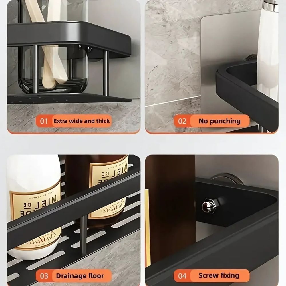 Wall-Mounted Shower Caddy Organizer โ Rust-Resistant Aluminium Shower Shelf for Clutter-Free Bathroom Storage 5