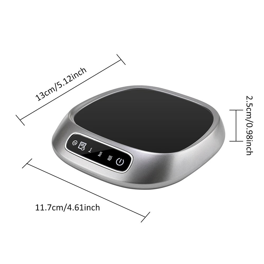 USB Rechargeable Smart Coffee Mug Warmer Pad โ Sleek Black Heating Plate Keeps Drinks Hot with 8H Timer, Auto Shut-Off & Portable Design