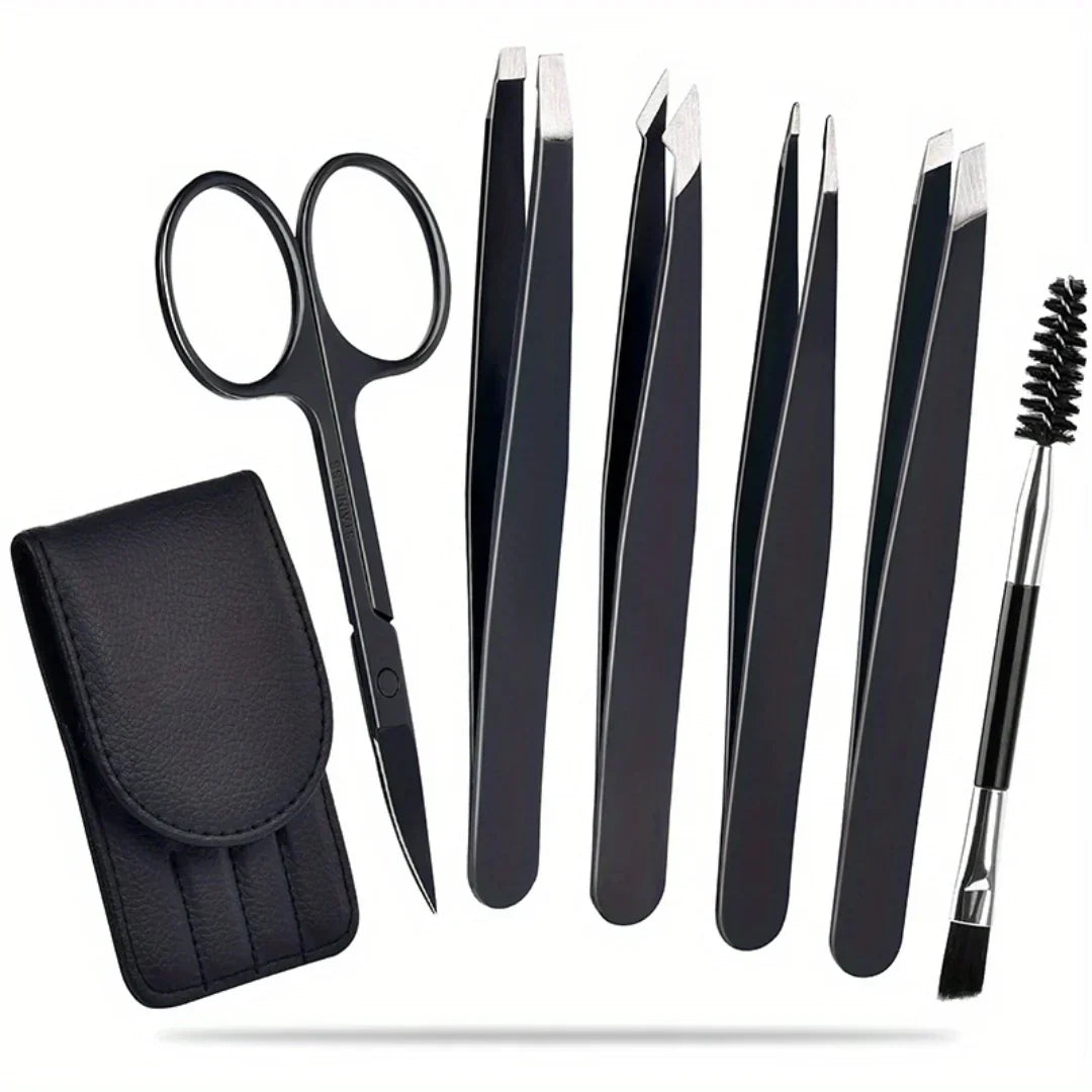 Professional Eyebrow Tweezers Kit with Travel Case