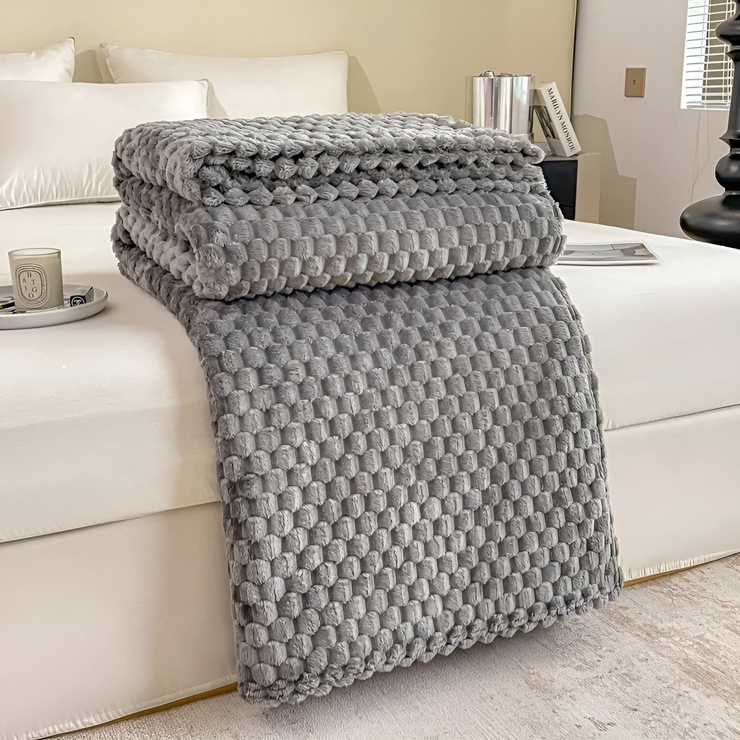 Plush Gray Throw Blanket Soft and Warm