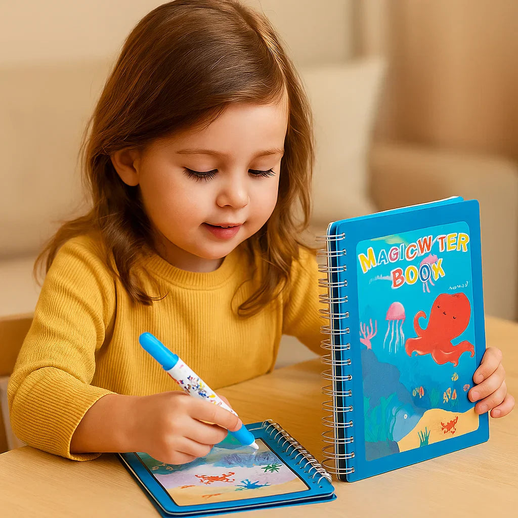 Colorful Kids Watercolor Painting Book Set with Brush