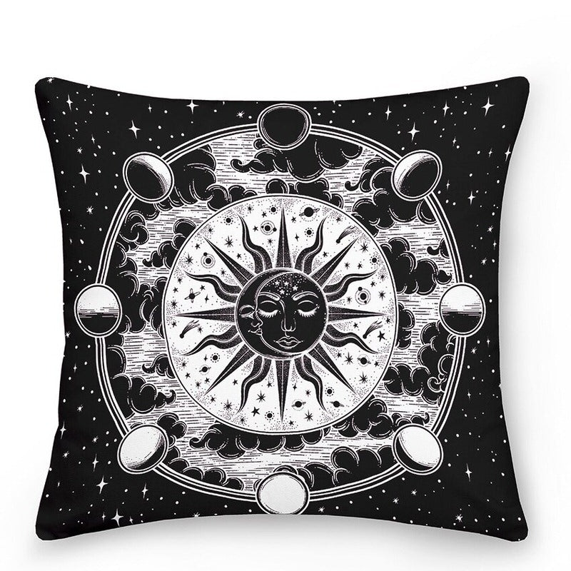 Colorful Astrology Sun Moon Throw Pillows