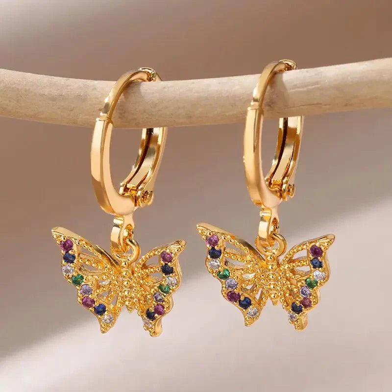 Pretty Diamond Butterfly Stud Earrings - Halri