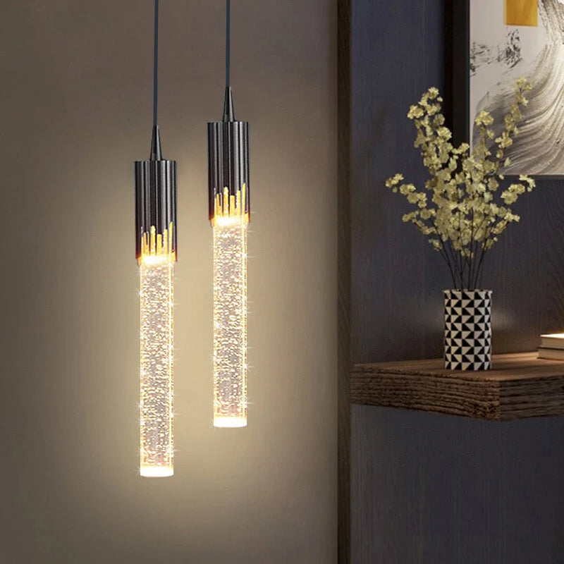 Clear Glass Cylinder Pendant Light