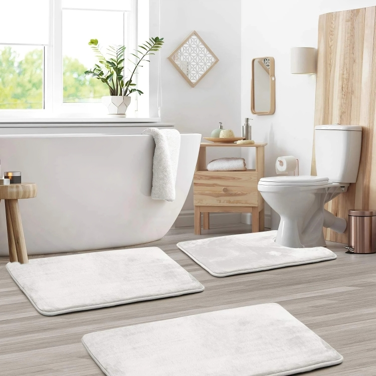 Soft Bathroom Rug Set Non Slip Memory Foam