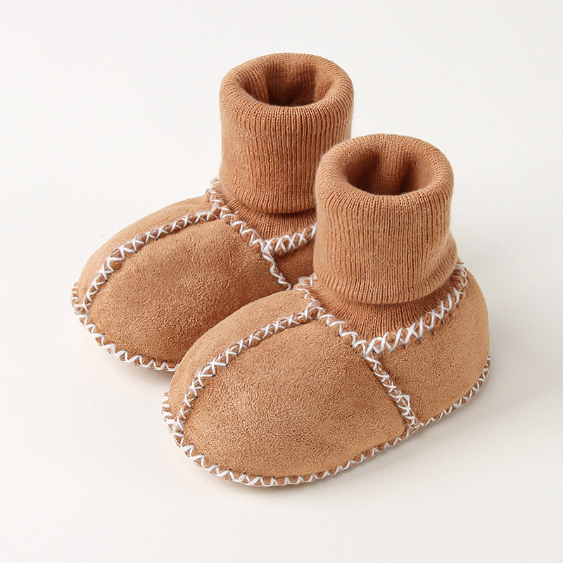 Warm Baby Booties in Soft Suede Style