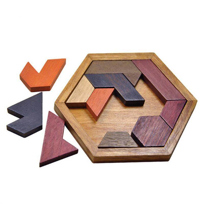Wooden Puzzle Board Geometric Shape Game - Halri