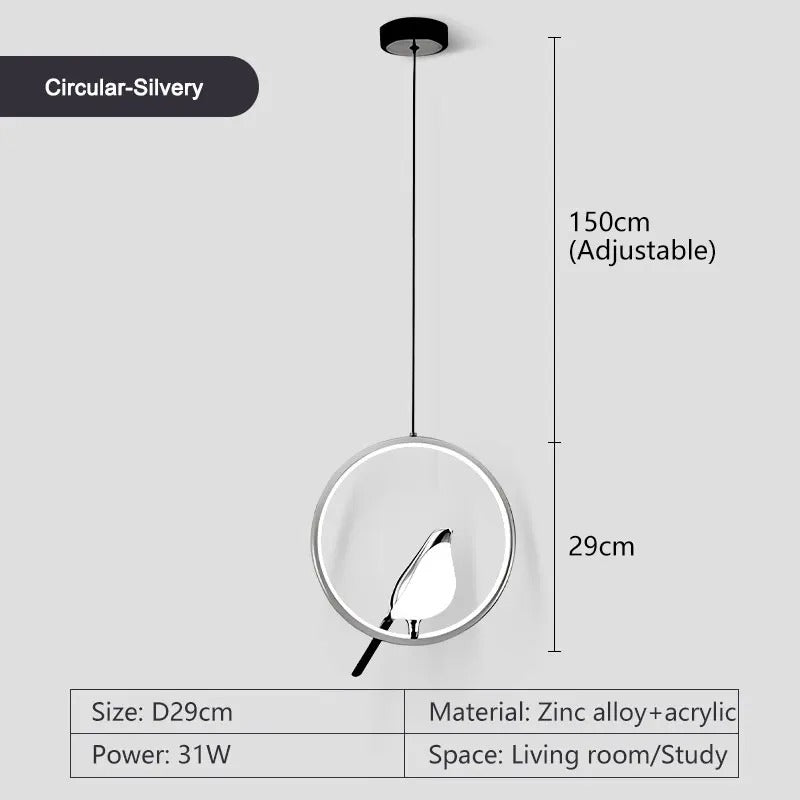 Round Bird Pendant Light Fixture