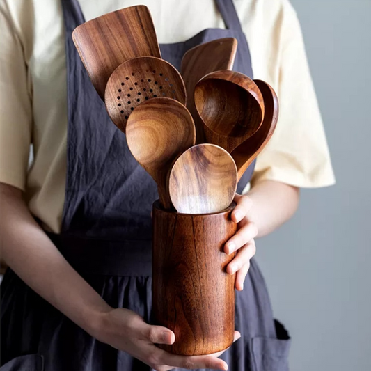Premium Wooden Kitchen Utensils for Home Cooking - Halri