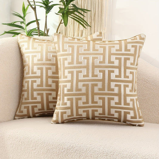 2 Pack Contemporary Patterned Pillow Covers with Hidden Zip - Halri