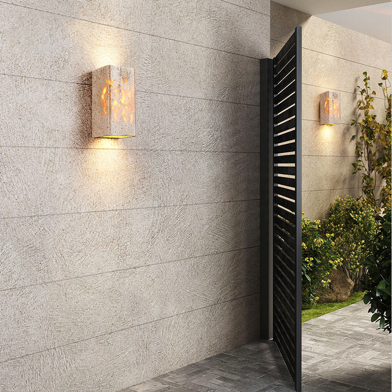 Classic Asian Gold LED Stone Wall Light - Halri