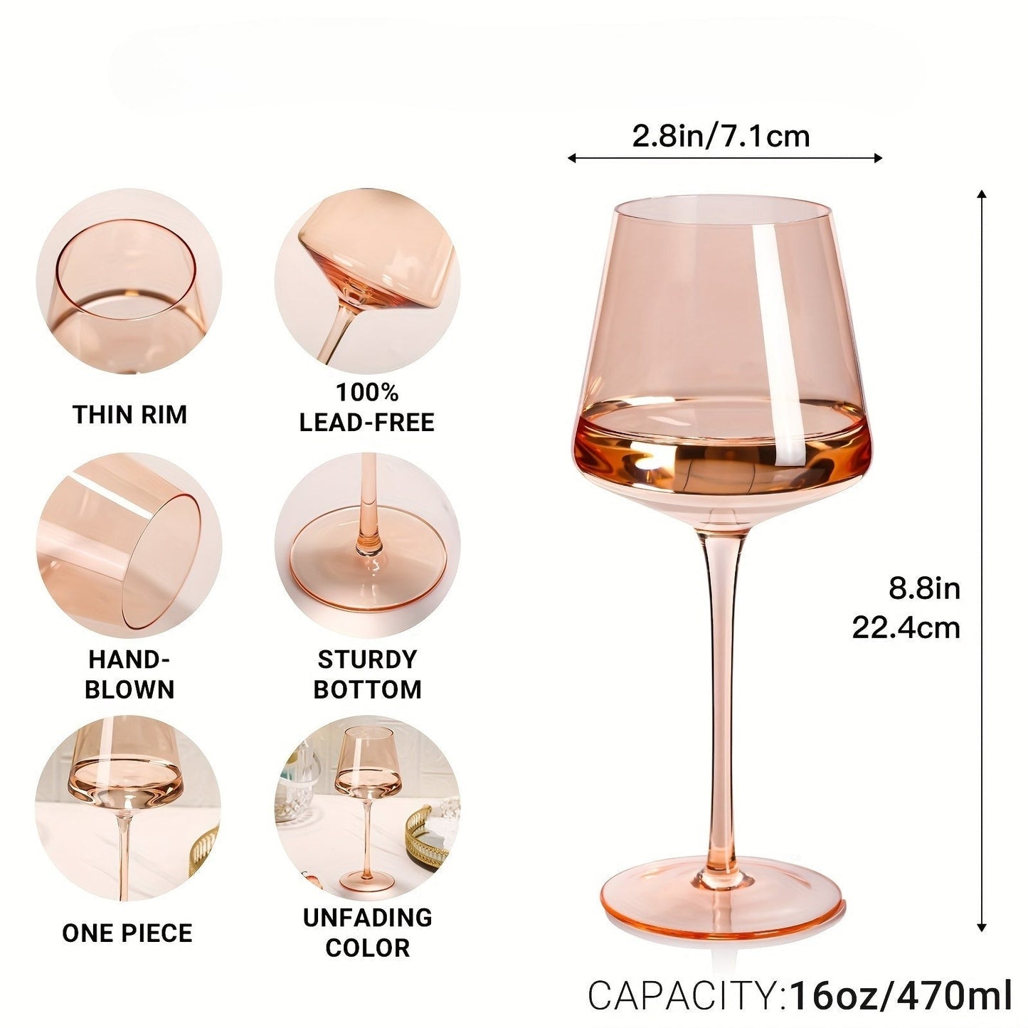 Colorful Crystal Wine Glass Set - 6 Piece Luxury Glasses
