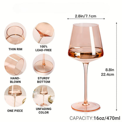 Colorful Crystal Wine Glass Set - 6 Piece Luxury Glasses