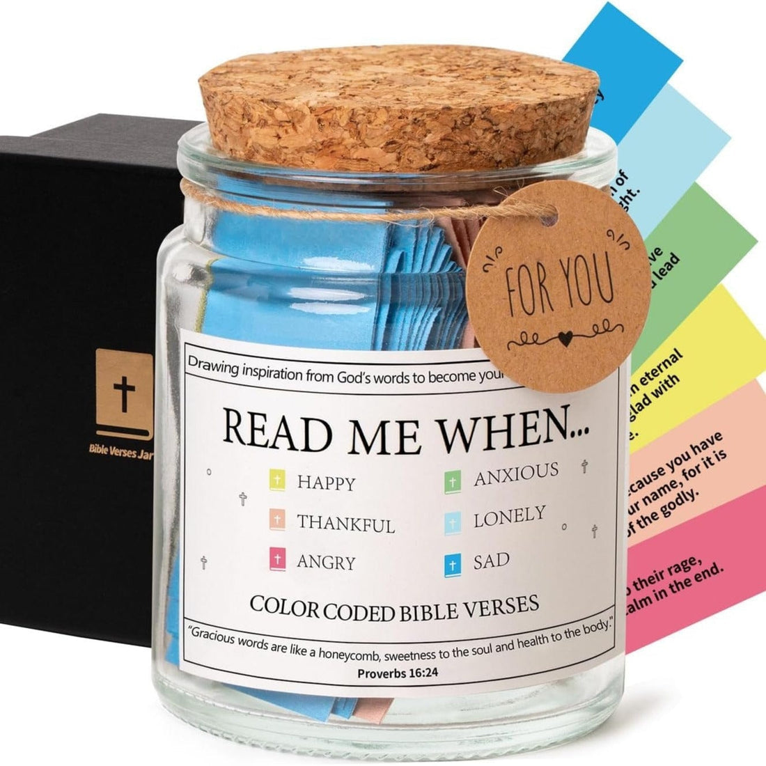 Inspirational Bible Quote Jar with 67 Uplifting Verses - Halri