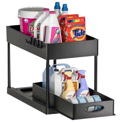 Double Layer Slide Out Shelf Storage Organizer Rack