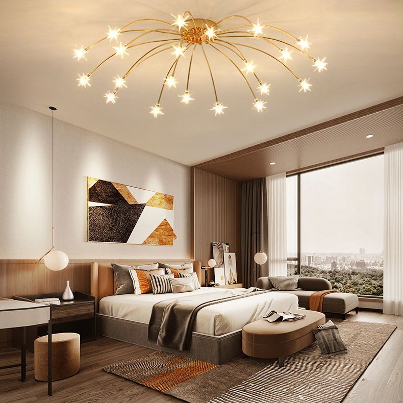 Luxury Chrome Glass Semi Flush Ceiling Light