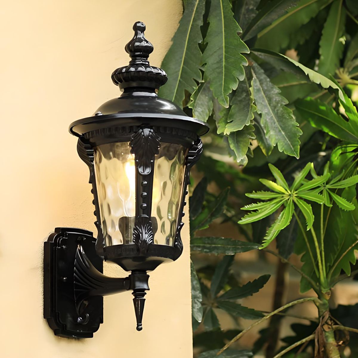 Rustic Garden Glass Outside Wall Lamp