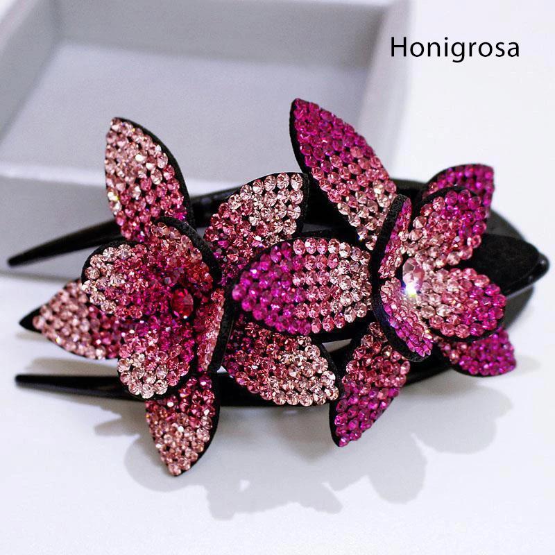 Sparkly Double Blossom Hair Barrette